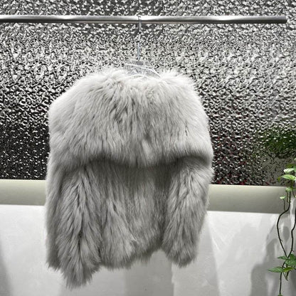 Buycenter Women's Fur Young Coat - Stylish Lapel Design, Short Length - Buy Center
