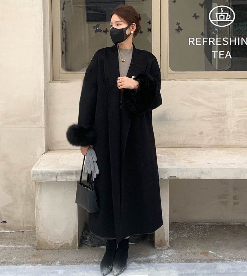 Women's Reversible Cashmere Coat - Elegant Long Lapel & Stylish Design - Buy Center