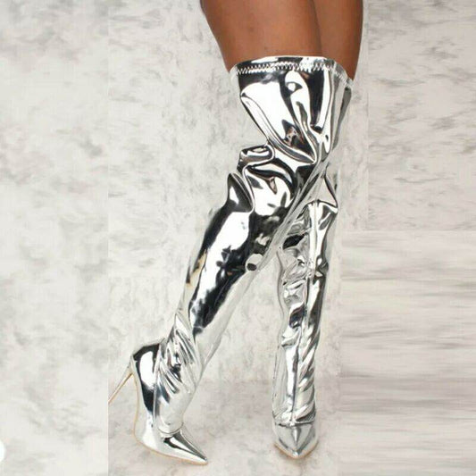 Fashion Personality Pointed Face Women's Boots - Stylish Black or Silver - Buy Center
