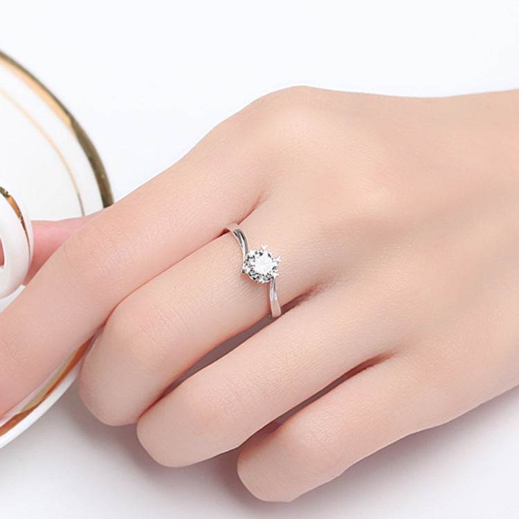 Classic Twisted Snowflake Engagement Ring - 925 Sterling Silver & Platinum - Buy Center
