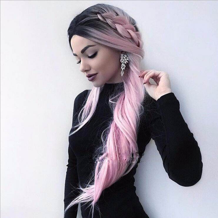 Long Straight Gradient Fake Hair - Chic Synthetic Wig for All Skin Tones - Buy Center
