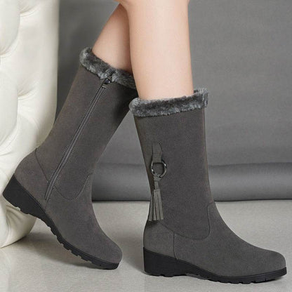 Long Furry Mouth Fleece Lined Martin Boots - Stylish & Waterproof Design - Buy Center