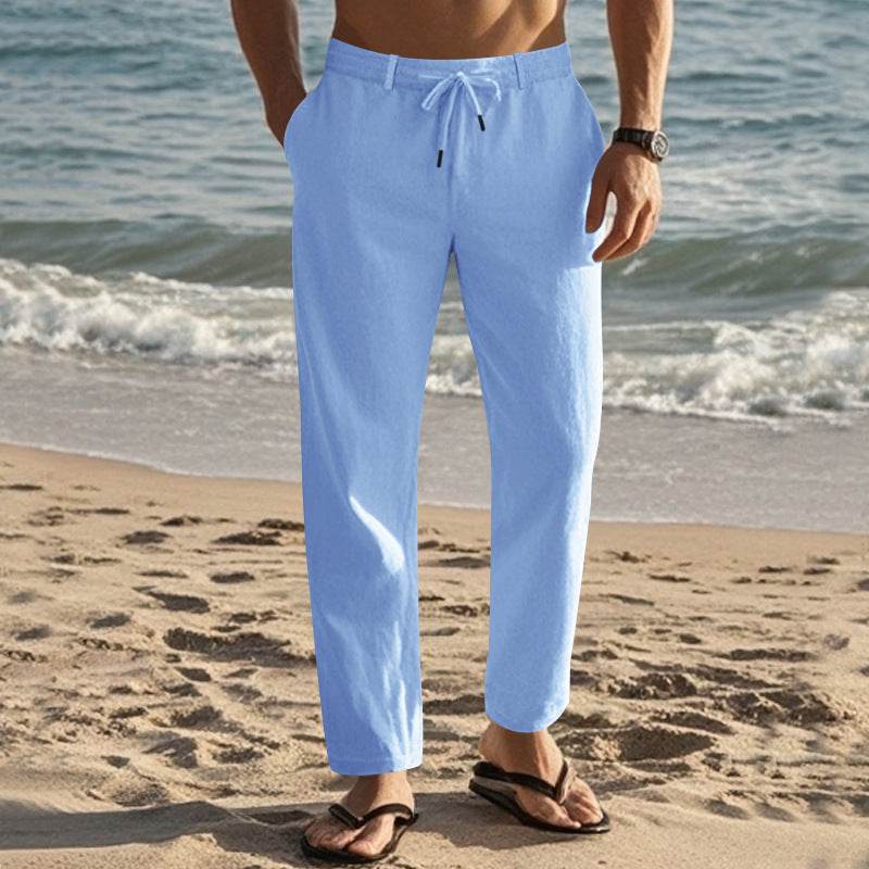 Men's Casual Drawstring Trousers - Premium Cotton Linen Sweatpants - Buy Center