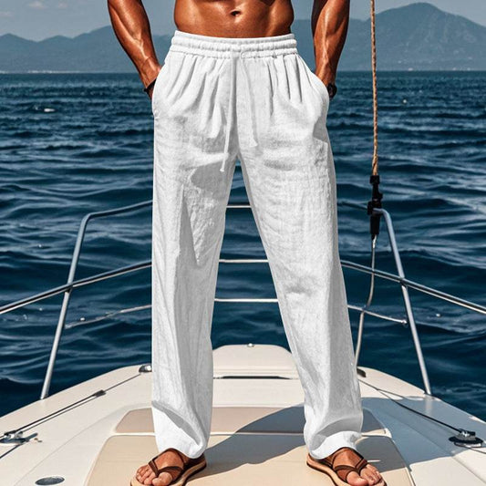 Breathable Cotton Linen Sports Trousers - Loose Fit, Mid Waist Comfort - Buy Center