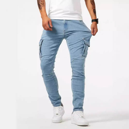 Men's Casual Multi-Bag Labor Protection Pants - Lightweight Cotton Denim - Buy Center