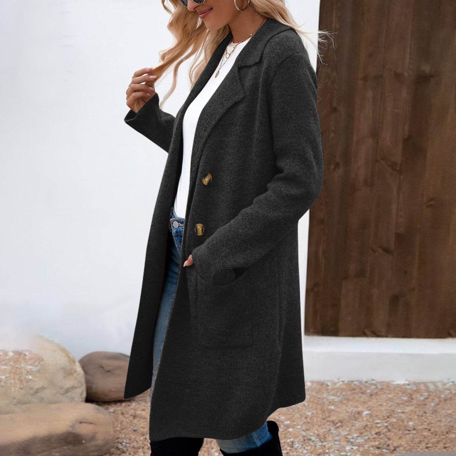 Buycenter Women's Mid-Length Woolen Coat Jacket - All-Match Fashionable Style - Buy Center
