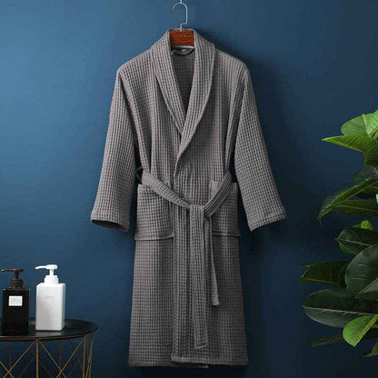 Pure Cotton Bathrobe - Long Waffle Nightgown for Men & Women 2025