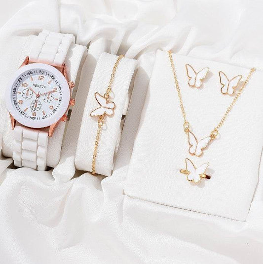 Buy Center Women's Imitation Leather Watch Set - Elegant Jewelry Bundle - Buy Center