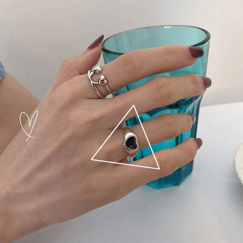 Fashionable Heart Dollar Smiling Face Ring - Adjustable Silver Plated Design - Buy Center