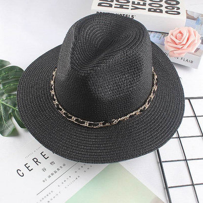 Buycenter Women's Summer Jazz Beach Hat - Stylish Straw Baseball Cap - Buy Center