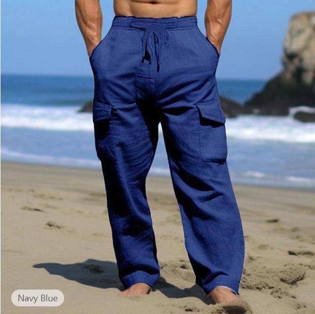 Buycenter Men's Casual Drawstring Pants - Multi-Pocket Summer Wear - Buy Center