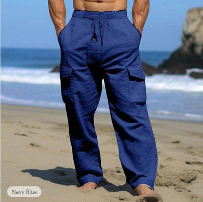 Buycenter Men's Casual Drawstring Pants - Multi-Pocket Summer Wear - Buy Center