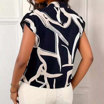 Buycenter Women's Printed Lace-up Top - Fashionable Slim Fit Shirt - Buy Center