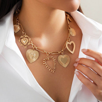 Cold Love Heart Pendant Necklace - Elegant Gold O-Ring Chain for Women - Buy Center
