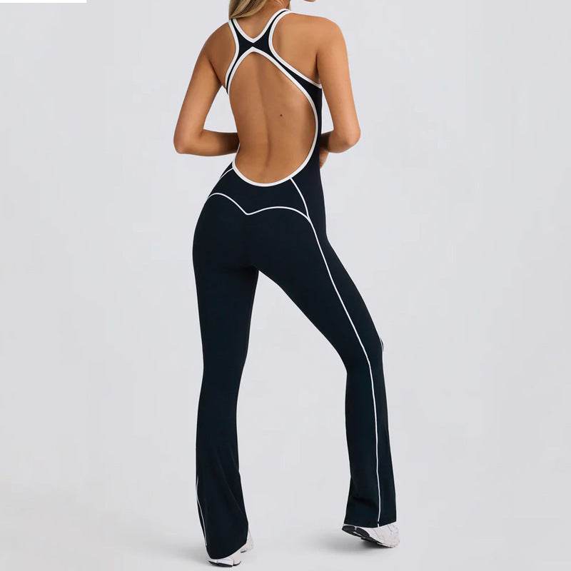 Women's Yoga Jumpsuit - Stylish Beauty Back Design for Modern Elegance - Buy Center