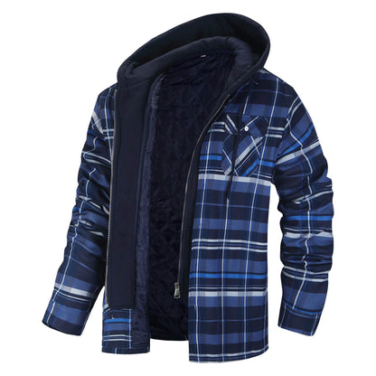 Men's Thick Plaid Hooded Jacket - Stylish Cardigan, Loose Fit for Winter - Buy Center