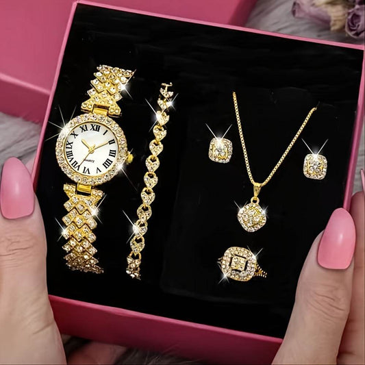 Buycenter Luxury Diamond Bracelet Watch Set - Women's Elegant Jewelry - Buy Center