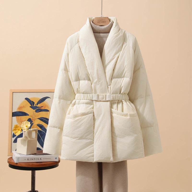 Women's Padded Jacket - Stylish Belted Coat in Classic Colors for 2025 - Buy Center