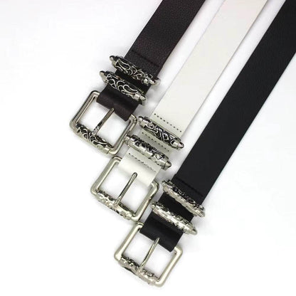 New Style Silver Alloy Crook Pin Buckle Belt - Elegant Imitation Leather - Buy Center
