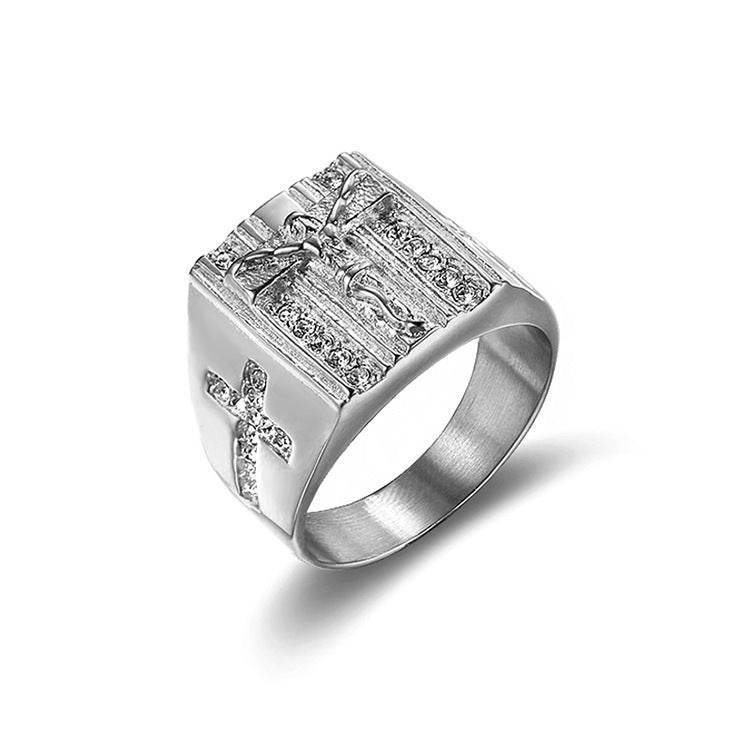 Vintage Men's Jesus Cross Ring - Retro Stainless Steel Jewelry for Him - Buy Center
