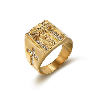 Vintage Men's Jesus Cross Ring - Retro Stainless Steel Jewelry for Him - Buy Center