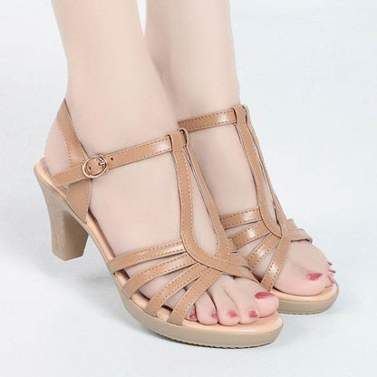 Elegant Women's Chunky Heel Sandals - Waterproof Soft Leather Design - Buy Center