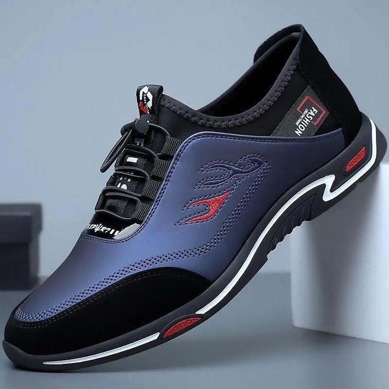 Buy Center Men's Casual Lace-up Leather Work Shoes - Soft Bottom, Flat Heel - Buy Center