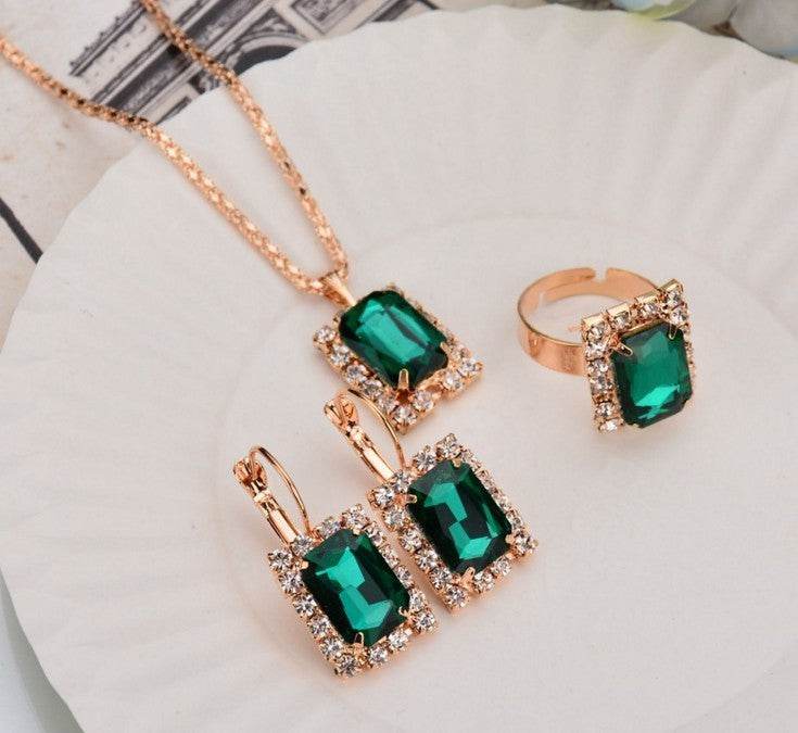 Elegant Crystal Bridal Jewelry Set - Necklace, Earrings & Ring 2025 - Buy Center