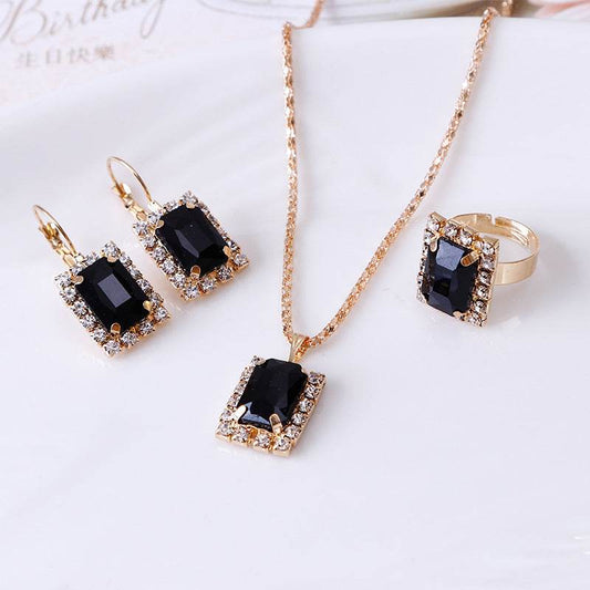 Elegant Crystal Bridal Jewelry Set - Necklace, Earrings & Ring 2025 - Buy Center