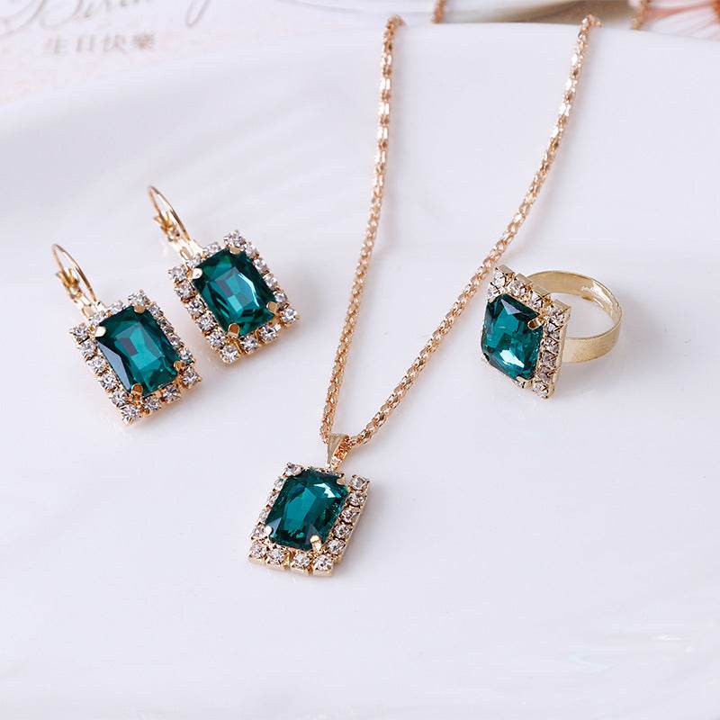 Elegant Crystal Bridal Jewelry Set - Necklace, Earrings & Ring 2025 - Buy Center