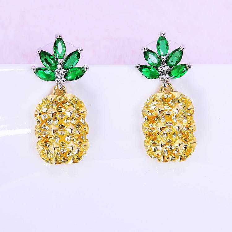 Andie Jewelry Crystal Pineapple Earrings & Necklace Set - 925 Silver - Buy Center