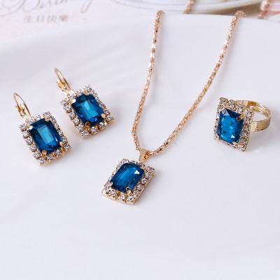 Elegant Crystal Bridal Jewelry Set - Necklace, Earrings & Ring 2025 - Buy Center