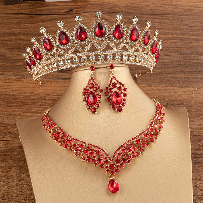 Elegant Bridal Crown with Matching Jewelry - Alloy Diamond Headdress - Buy Center