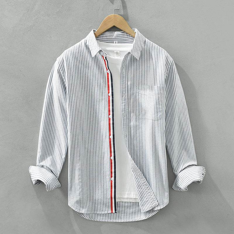 Autumn Japanese Striped Long Sleeve Shirt - Casual & Stylish Cotton Wear - Buy Center
