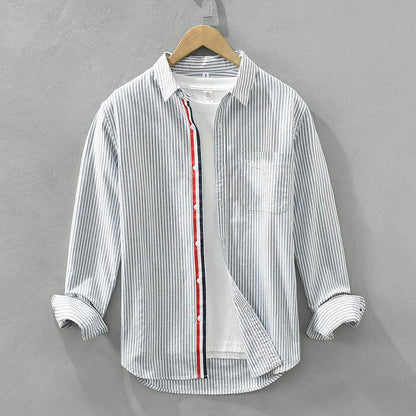 Autumn Japanese Striped Long Sleeve Shirt - Casual & Stylish Cotton Wear - Buy Center