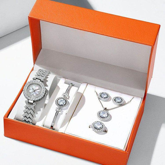 Buy Center Women's Waterproof Alloy Watch Set - Five-Piece Fashion Jewelry - Buy Center