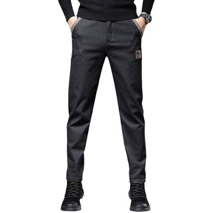 Slim Straight Men’s Pants - High Waist Embroidery Trend in Black and Blue - Buy Center