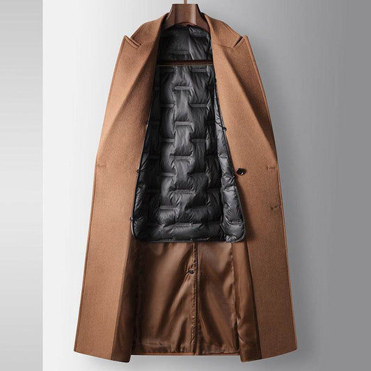 White Duck Down Woolen Coat - Stylish Warmth in Camel, Gray, Black - Buy Center