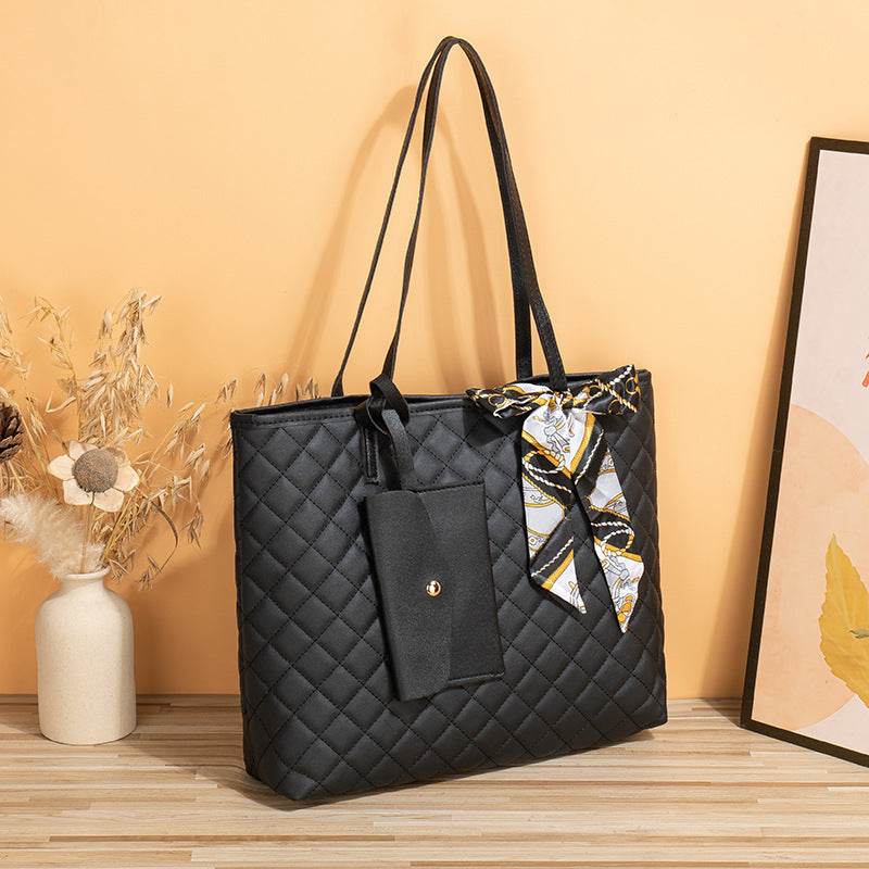 Buycenter Large Capacity Tote Bag - Women's Diamond Plaid Design - Buy Center