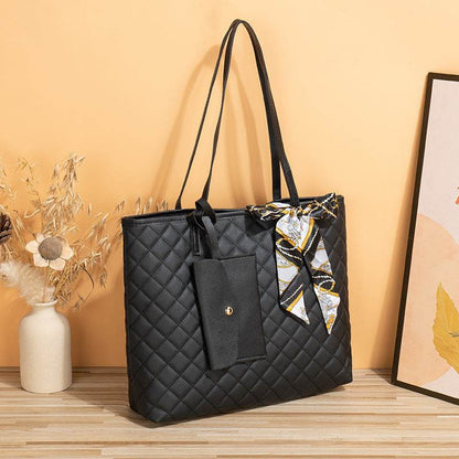 Buycenter Large Capacity Tote Bag - Women's Diamond Plaid Design - Buy Center