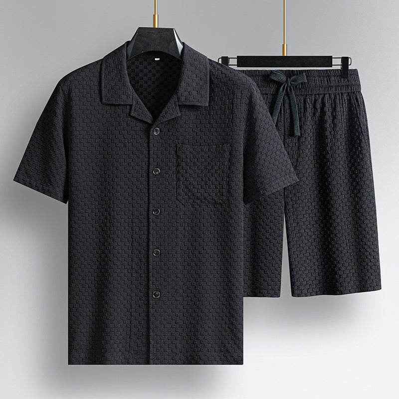 Trendy Lapel Short Sleeve Shorts Suit - Stylish Man Pajama Set for All Occasions