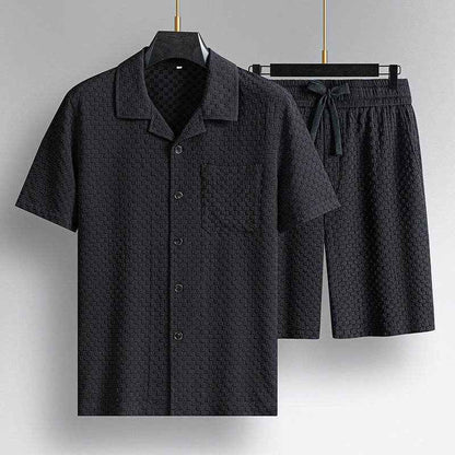 Trendy Lapel Short Sleeve Shorts Suit - Stylish Man Pajama Set for All Occasions