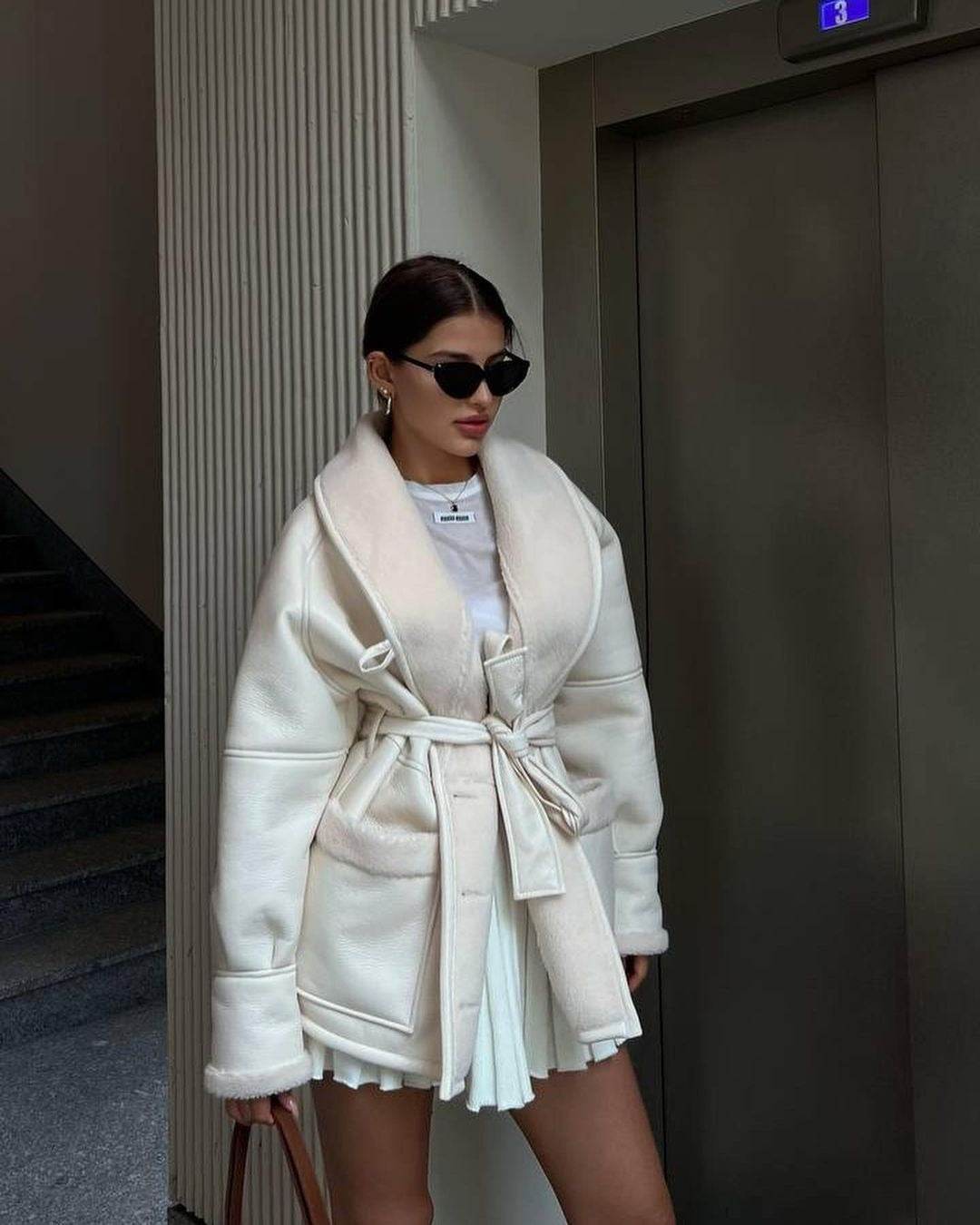 Korean Style Leather & Fur Coat - Trendy, Warm Long Sleeve Design - Buy Center