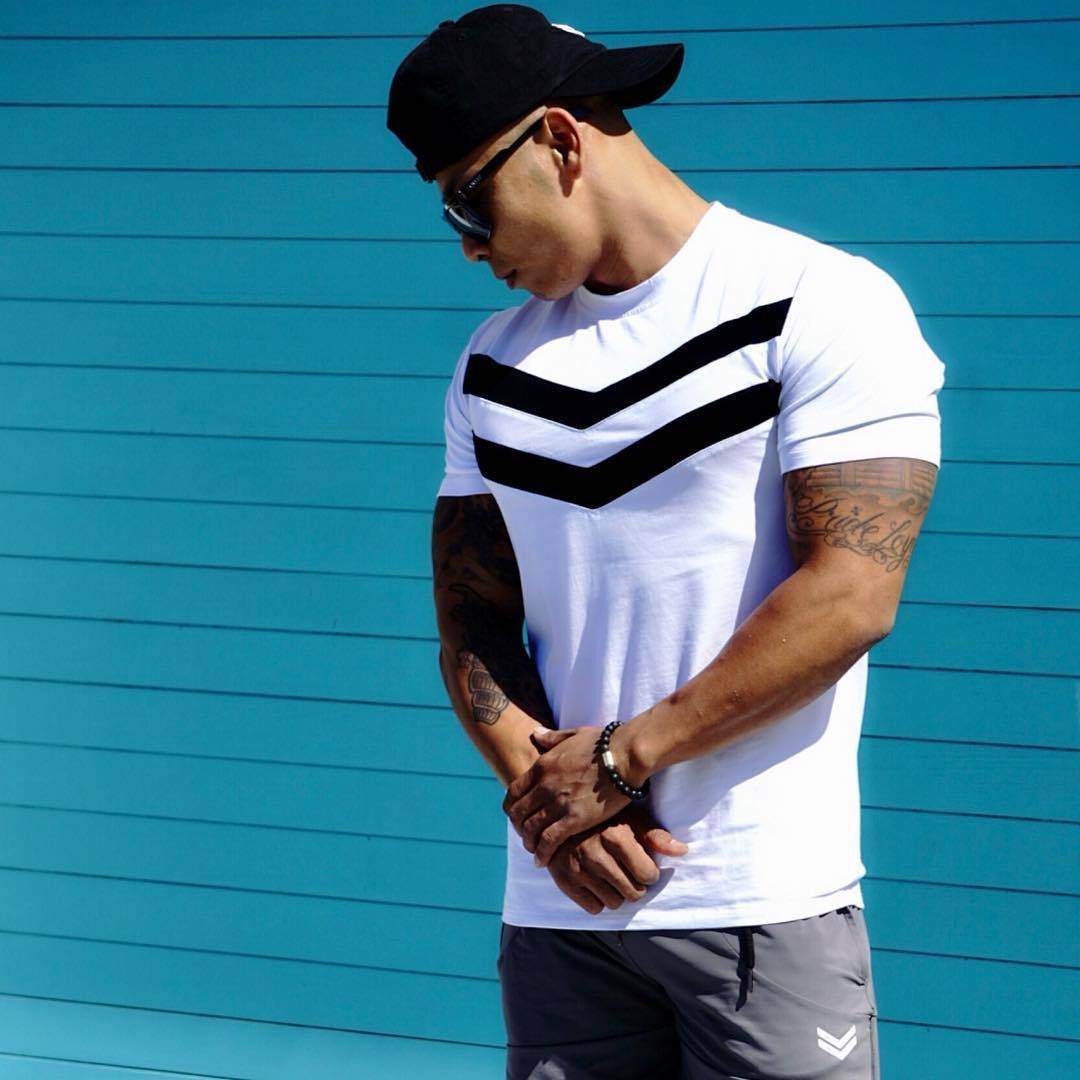 Buycenter Striped Sports Workout T-Shirt - Comfortable Cotton Fit - Buy Center