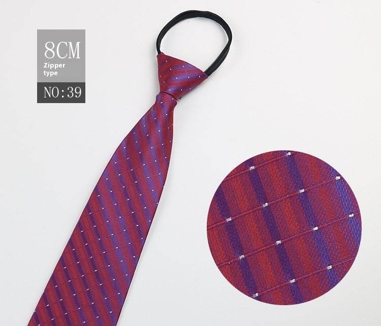Black Striped Blue Business Tie - Lazy Zip Closure for Easy Wear - Buy Center