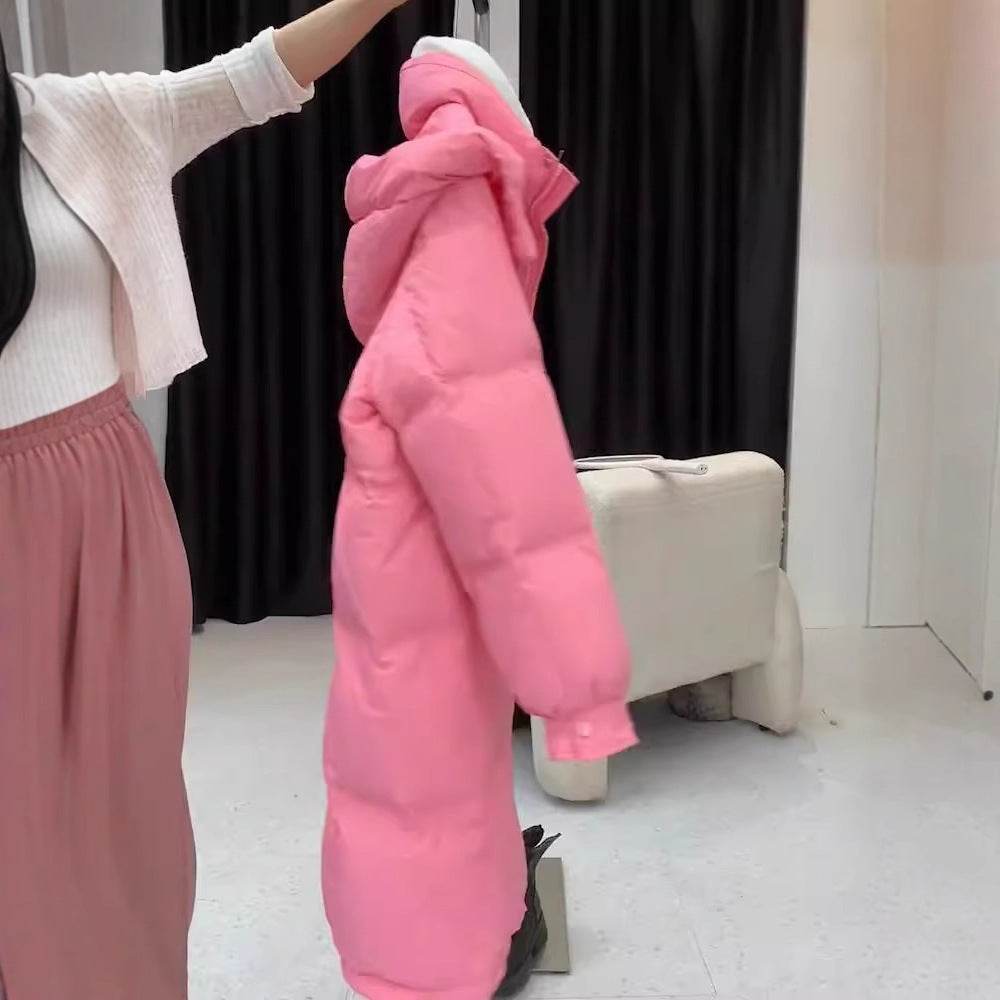 Women's Thickened Hooded Jacket - Stylish Cotton-Padded Mid-Length Pink - Buy Center