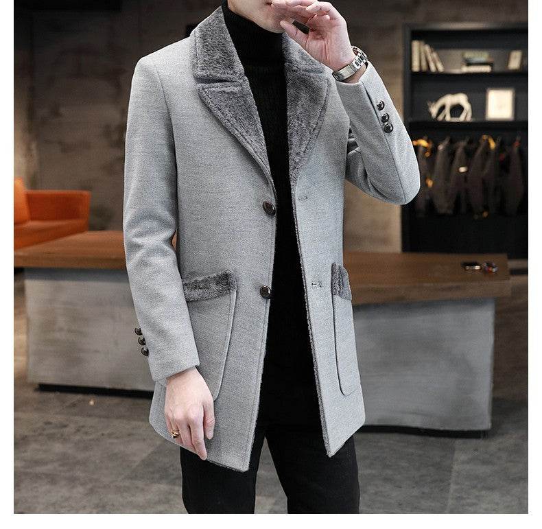 Stylish Fur and Leather Overcoat for Men - Warm Winter Trench Coat - Buy Center
