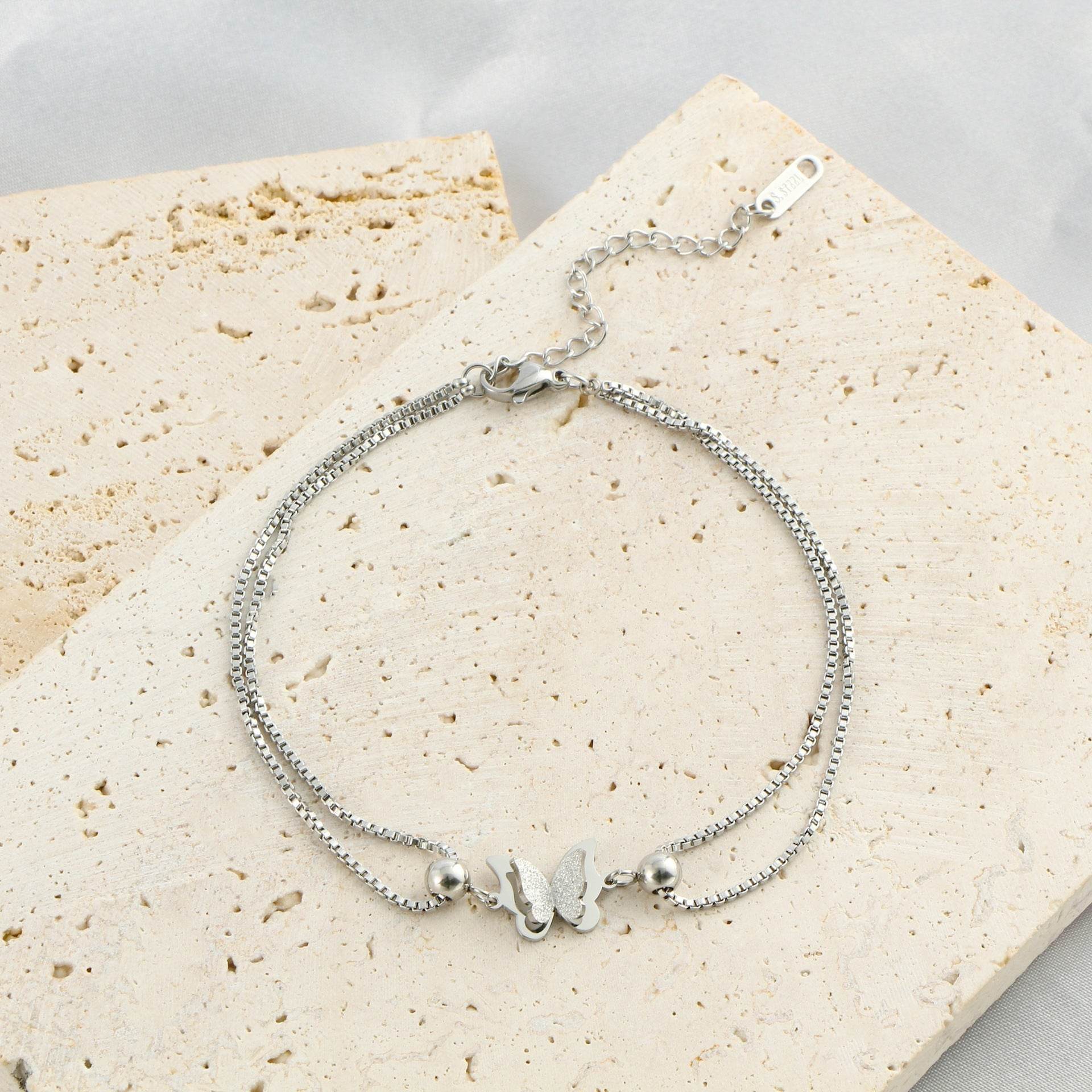 Buy Center Butterfly Pendant Layered Anklet - Gold & Silver Jewelry - Buy Center