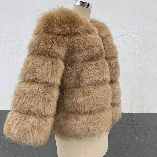 Buycenter Slim Faux Fox Fur Coat - Stylish Temperament Commuting Outerwear - Buy Center