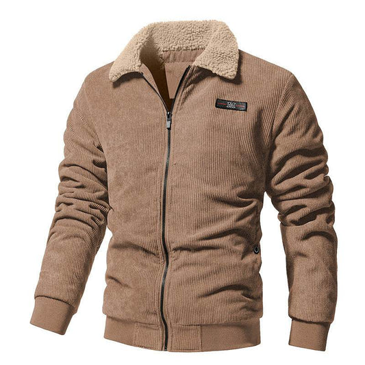 Stylish Corduroy Jacket for Men - Padded Lapel Winter Coat, Warm & Trendy - Buy Center